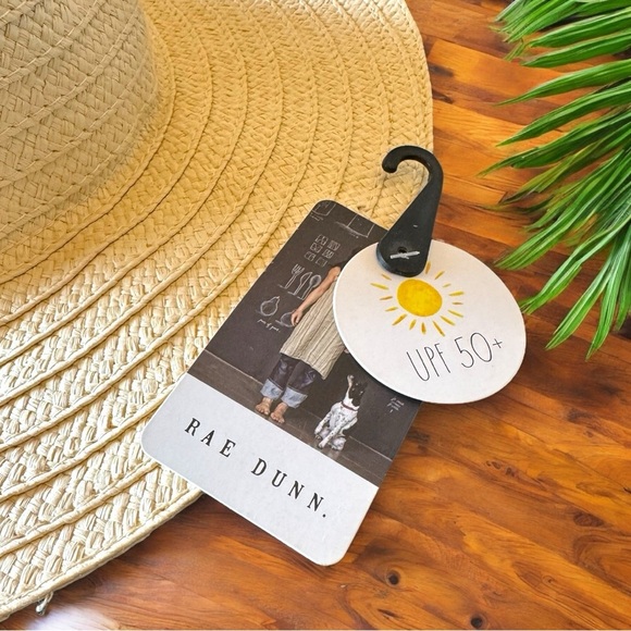 RAE DUNN “VACAY MODE” Wide Brim Straw Hat - UPF 50+ - NWT - Picture 4 of 8